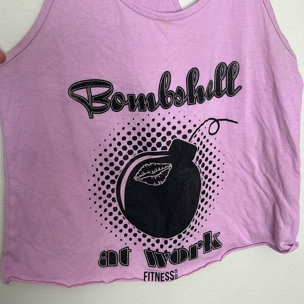 GUC L fitness tee co. Pink bombshell at work crop tank top